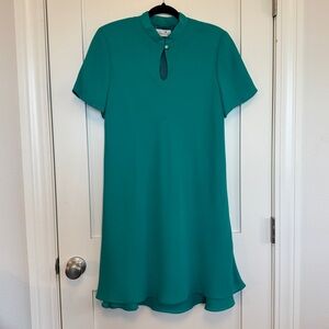 Liz Claiborne Teal Short-Sleeve Layered Shift Dress with Keyhole Vintage